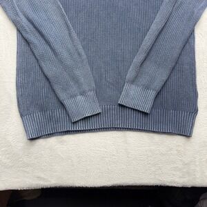 Faherty Sweater Mens Large Blue Quarter Zip Ribbed Knit Cotton Pullover Coastal